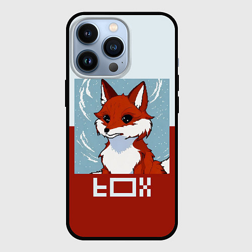Чехол iPhone 13 Pro Пиксельная лиса с надписью fox / 3D-Черный – фото 1