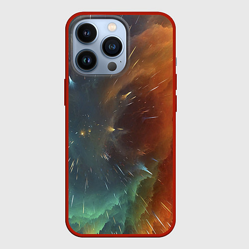 Чехол iPhone 13 Pro Космический снегопад / 3D-Красный – фото 1