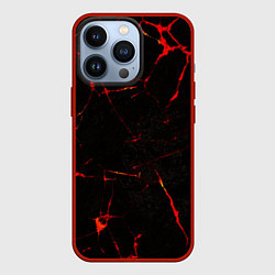 Чехол для iPhone 13 Pro Прожилки магмы, цвет: 3D-красный