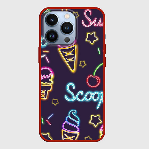 Чехол iPhone 13 Pro Неоновые надписи sweet scoop / 3D-Красный – фото 1