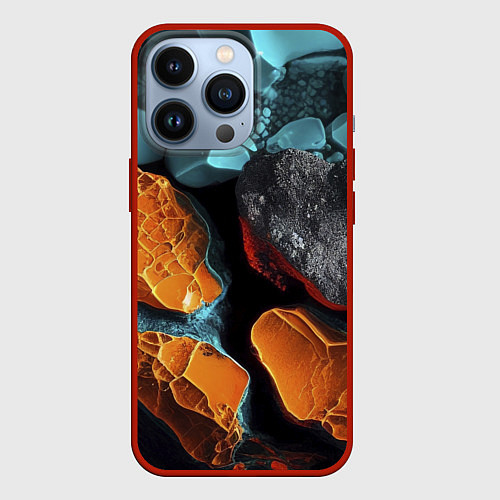 Чехол iPhone 13 Pro Цветные камни / 3D-Красный – фото 1