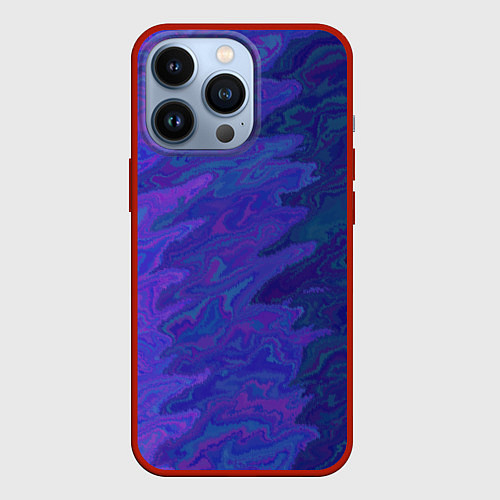 Чехол iPhone 13 Pro Абстрактный синий разводы / 3D-Красный – фото 1