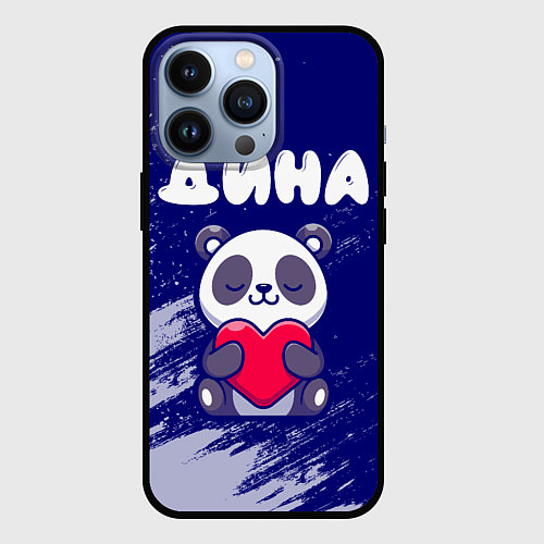 Чехол iPhone 13 Pro Дина панда с сердечком / 3D-Черный – фото 1