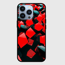 Чехол для iPhone 13 Pro Черно красные кубы, цвет: 3D-черный