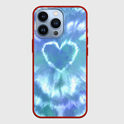 Чехол iPhone 13 Pro Сердце - тай-дай - голубой