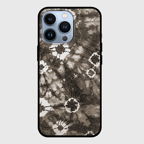 Чехол iPhone 13 Pro Коричневый тай-дай / 3D-Черный – фото 1