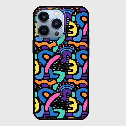 Чехол iPhone 13 Pro Multicolored texture pattern / 3D-Черный – фото 1