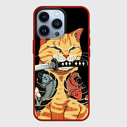 Чехол для iPhone 13 Pro Yakuza tattoo cat, цвет: 3D-красный