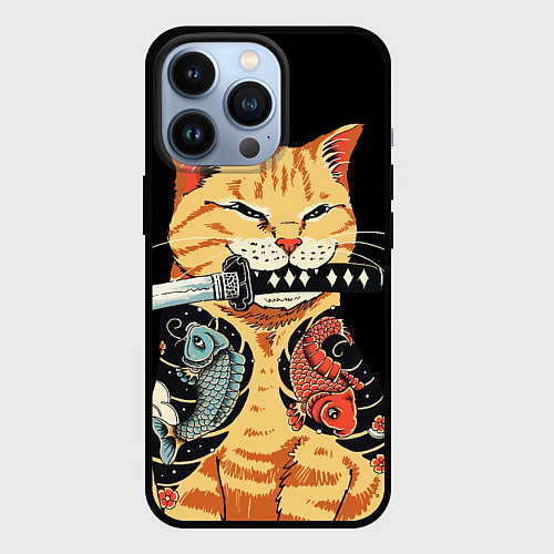 Чехол iPhone 13 Pro Yakuza tattoo cat / 3D-Черный – фото 1