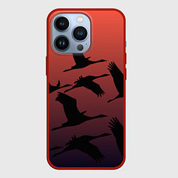 Чехол iPhone 13 Pro Лебединая стая в ночи
