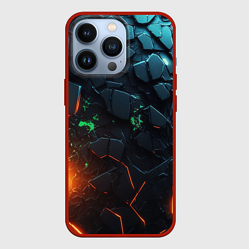 Чехол iPhone 13 Pro Абстракция объемные плиты / 3D-Красный – фото 1
