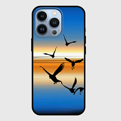 Чехол iPhone 13 Pro Вороны на закате