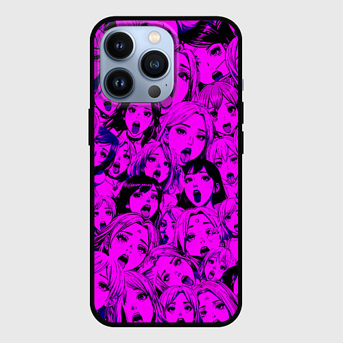 Чехол iPhone 13 Pro Ahegao: Фиолетовый / 3D-Черный – фото 1