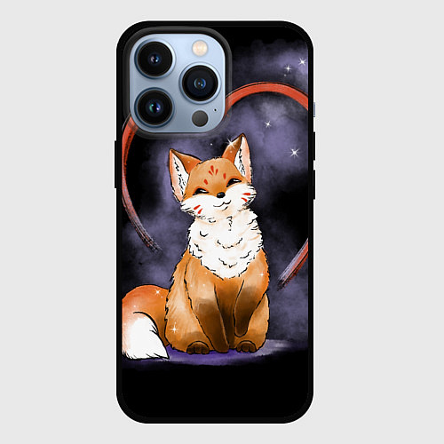 Чехол iPhone 13 Pro Милая лисица кицунэ / 3D-Черный – фото 1