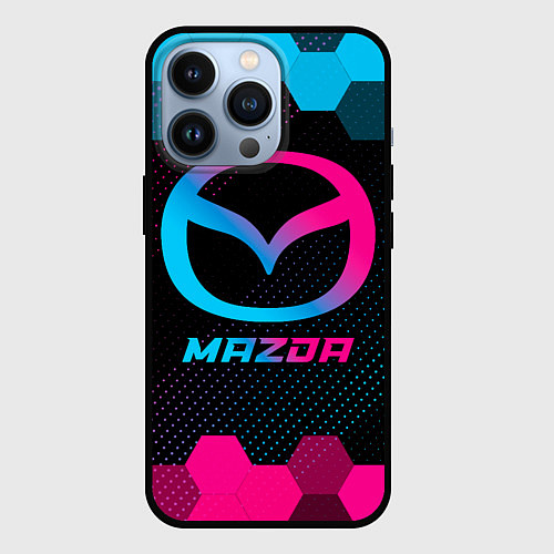 Чехол iPhone 13 Pro Mazda - neon gradient / 3D-Черный – фото 1