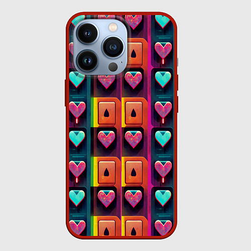 Чехол iPhone 13 Pro Cyber love / 3D-Красный – фото 1