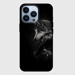 Чехол для iPhone 13 Pro Волк и ворон, цвет: 3D-черный