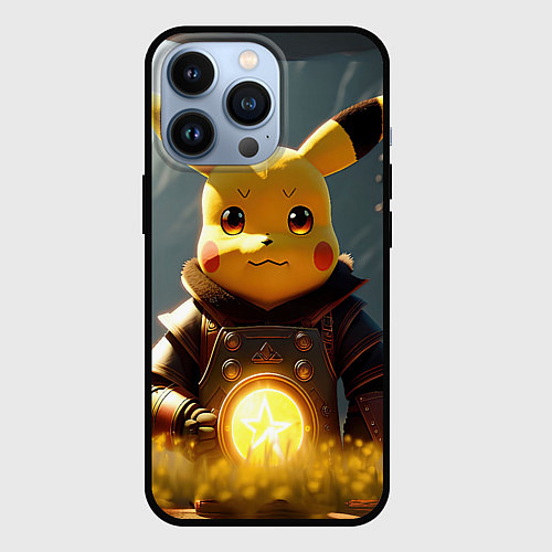 Чехол iPhone 13 Pro Пикачу в стиле постапакалипсис / 3D-Черный – фото 1