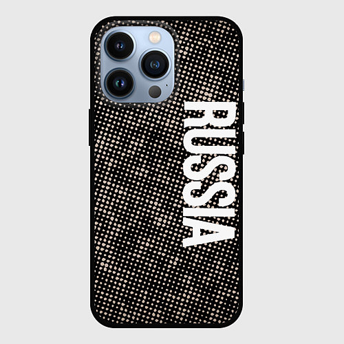 Чехол iPhone 13 Pro Россия на фоне узора медного цвета / 3D-Черный – фото 1