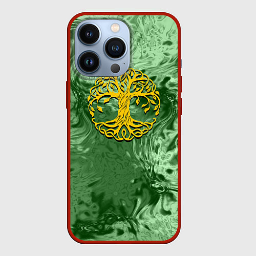 Чехол iPhone 13 Pro Талисман древо жизни / 3D-Красный – фото 1