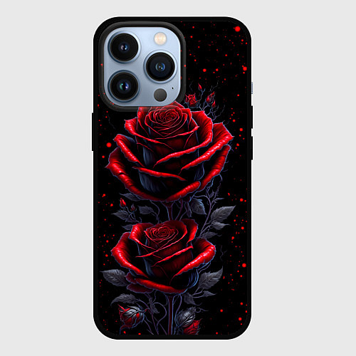 Чехол iPhone 13 Pro Готические розы в космосе / 3D-Черный – фото 1