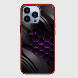 Чехол iPhone 13 Pro Черные объекты с фиолетовой сеткой