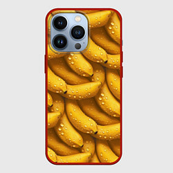 Чехол для iPhone 13 Pro Сочная текстура из бананов, цвет: 3D-красный