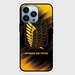 Чехол для iPhone 13 Pro Attack on Titan - gold gradient, цвет: 3D-черный