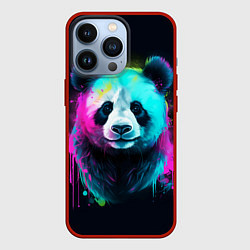 Чехол для iPhone 13 Pro Панда в неоновых красках, цвет: 3D-красный