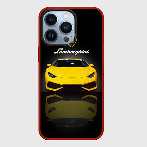 Чехол iPhone 13 Pro Итальянский суперкар Lamborghini Aventador / 3D-Красный – фото 1