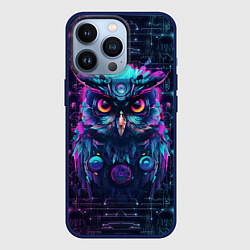 Чехол для iPhone 13 Pro Сова в стиле киберпанк, цвет: 3D-тёмно-синий
