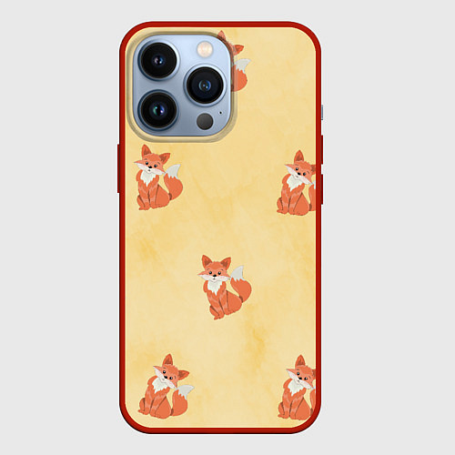 Чехол iPhone 13 Pro Наблюдательные лисята / 3D-Красный – фото 1