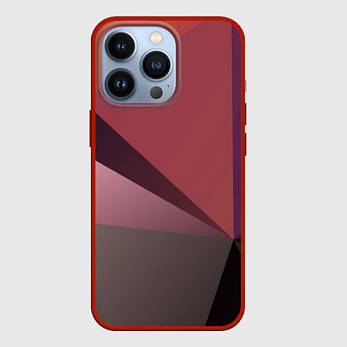 Чехол iPhone 13 Pro Разные треугольники и геометрия / 3D-Красный – фото 1