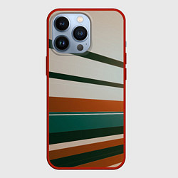 Чехол для iPhone 13 Pro Абстрактные зелёные и оранжевые линии, цвет: 3D-красный