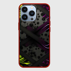 Чехол iPhone 13 Pro Темная фиолетовая текстура с листьями