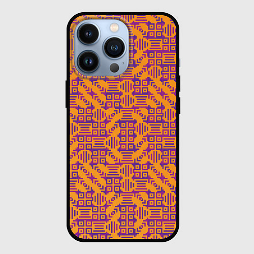 Чехол iPhone 13 Pro Фиолетовый векторный узор / 3D-Черный – фото 1