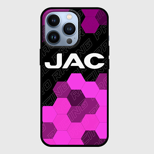 Чехол iPhone 13 Pro JAC pro racing: символ сверху / 3D-Черный – фото 1