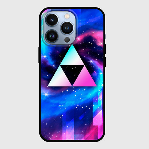 Чехол iPhone 13 Pro Zelda неоновый космос / 3D-Черный – фото 1