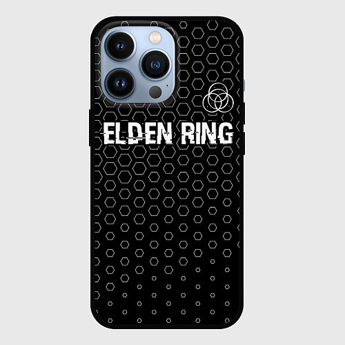 Чехол iPhone 13 Pro Elden Ring glitch на темном фоне: символ сверху / 3D-Черный – фото 1