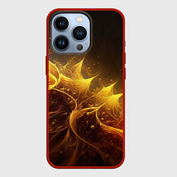 Чехол для iPhone 13 Pro Желтая абстракция и брызги, цвет: 3D-красный
