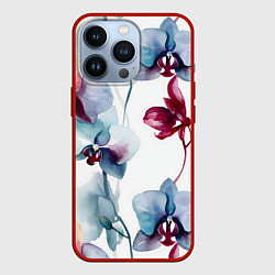Чехол iPhone 13 Pro Голубая орхидея акварель - паттерн