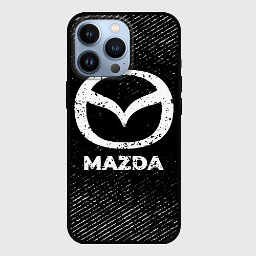 Чехол iPhone 13 Pro Mazda с потертостями на темном фоне / 3D-Черный – фото 1