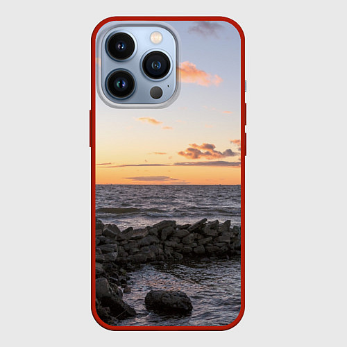 Чехол iPhone 13 Pro Закат солнца на Финском заливе / 3D-Красный – фото 1
