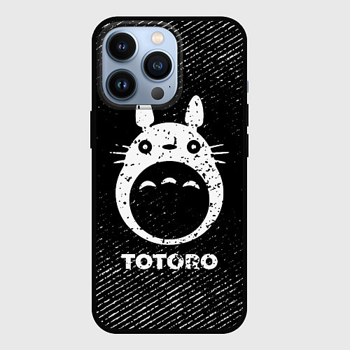 Чехол iPhone 13 Pro Totoro с потертостями на темном фоне / 3D-Черный – фото 1