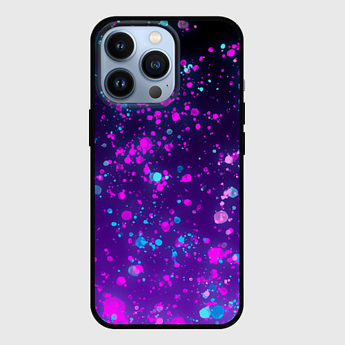 Чехол iPhone 13 Pro Брызги чернил с неоновым свечением / 3D-Черный – фото 1