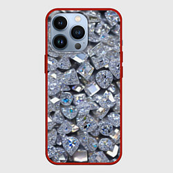 Чехол для iPhone 13 Pro Россыпь бриллиантов, цвет: 3D-красный