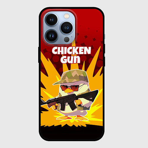 Чехол iPhone 13 Pro Chicken Gun - спецназ / 3D-Черный – фото 1