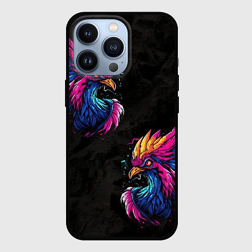 Чехол iPhone 13 Pro Киберпанк Птица / 3D-Черный – фото 1