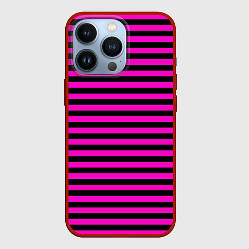 Чехол iPhone 13 Pro Черно-розовые Эмо полосы / 3D-Красный – фото 1
