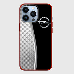 Чехол для iPhone 13 Pro Опель черный серебристый, цвет: 3D-красный